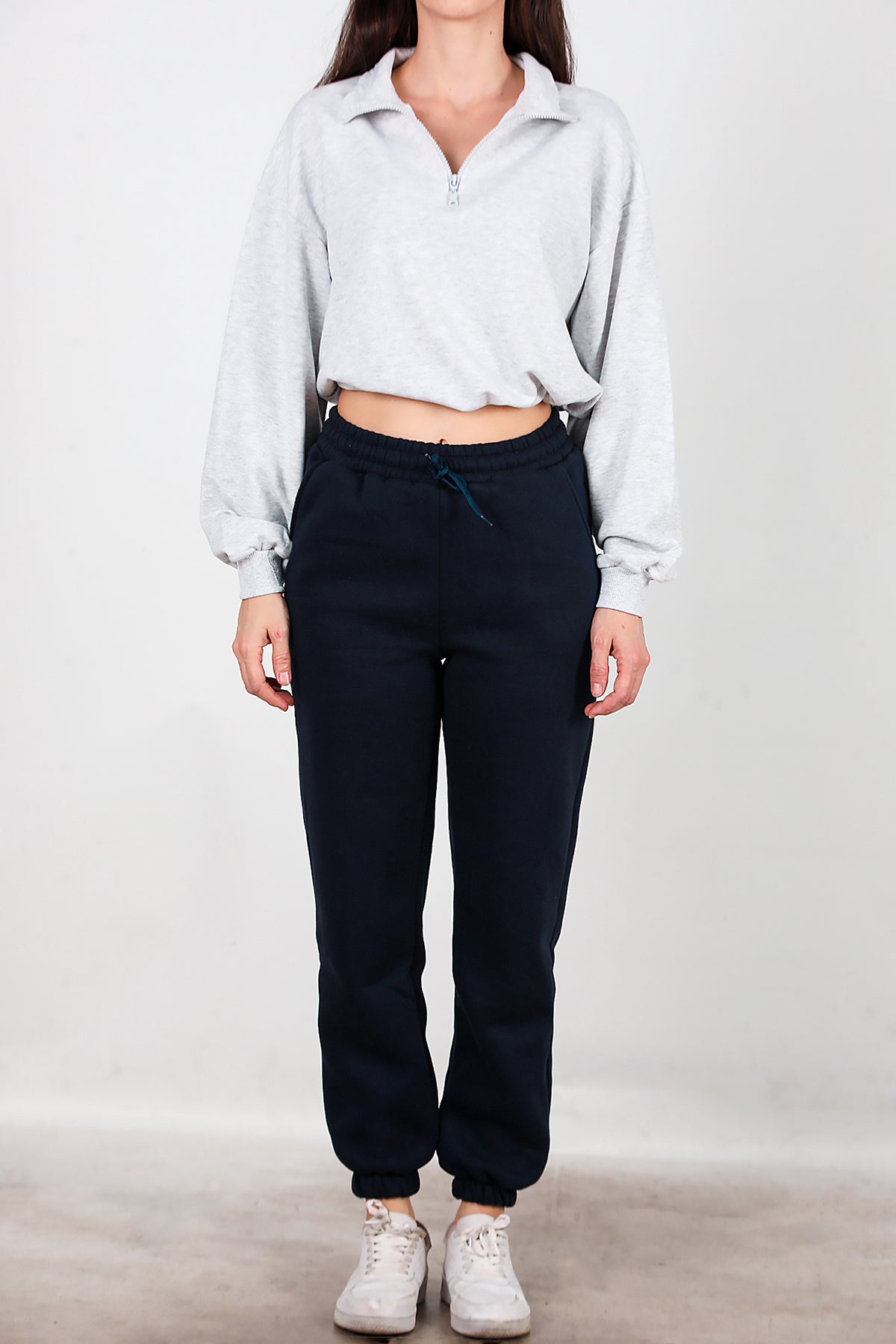 Kadın Bel Paça Lastikli Üç İplik Eşofman Lacivert