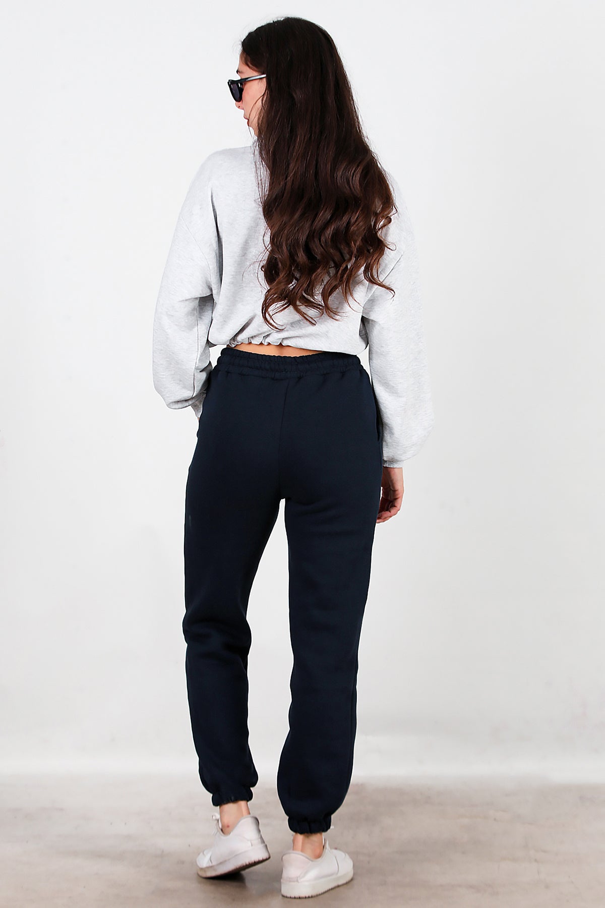 Kadın Bel Paça Lastikli Üç İplik Eşofman Lacivert