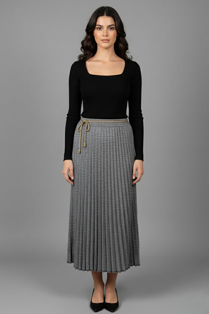 Büyük Beden Su Yolu Uzun Etek Gri