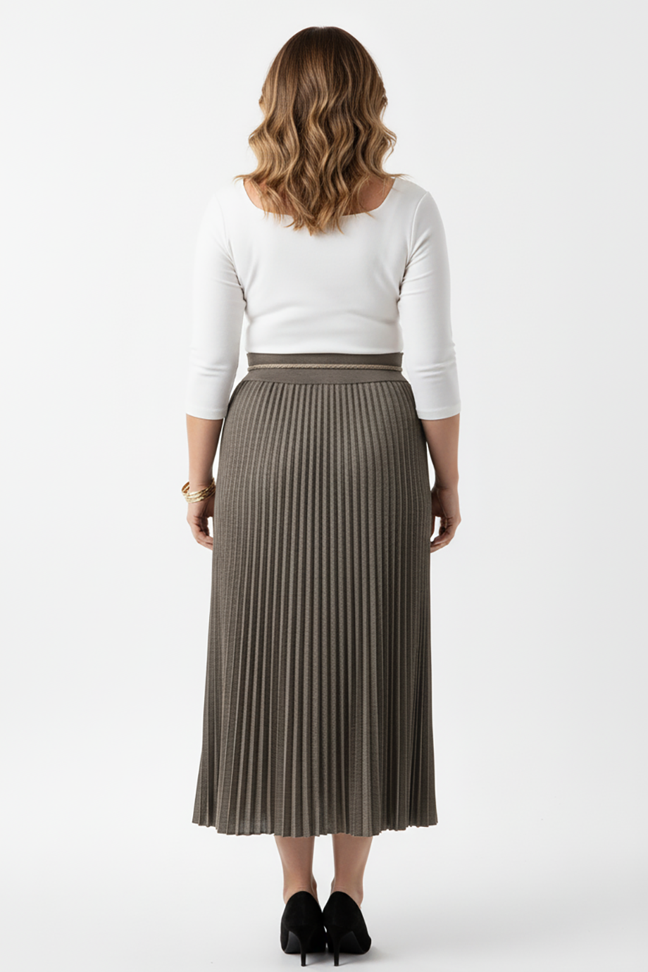 Büyük Beden Su Yolu Uzun Etek Kahverengi