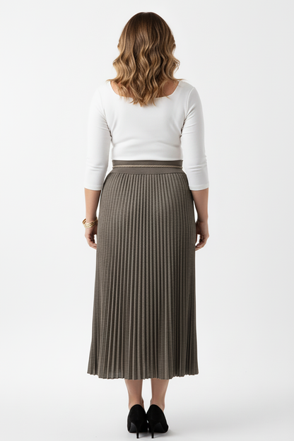 Büyük Beden Su Yolu Uzun Etek Kahverengi