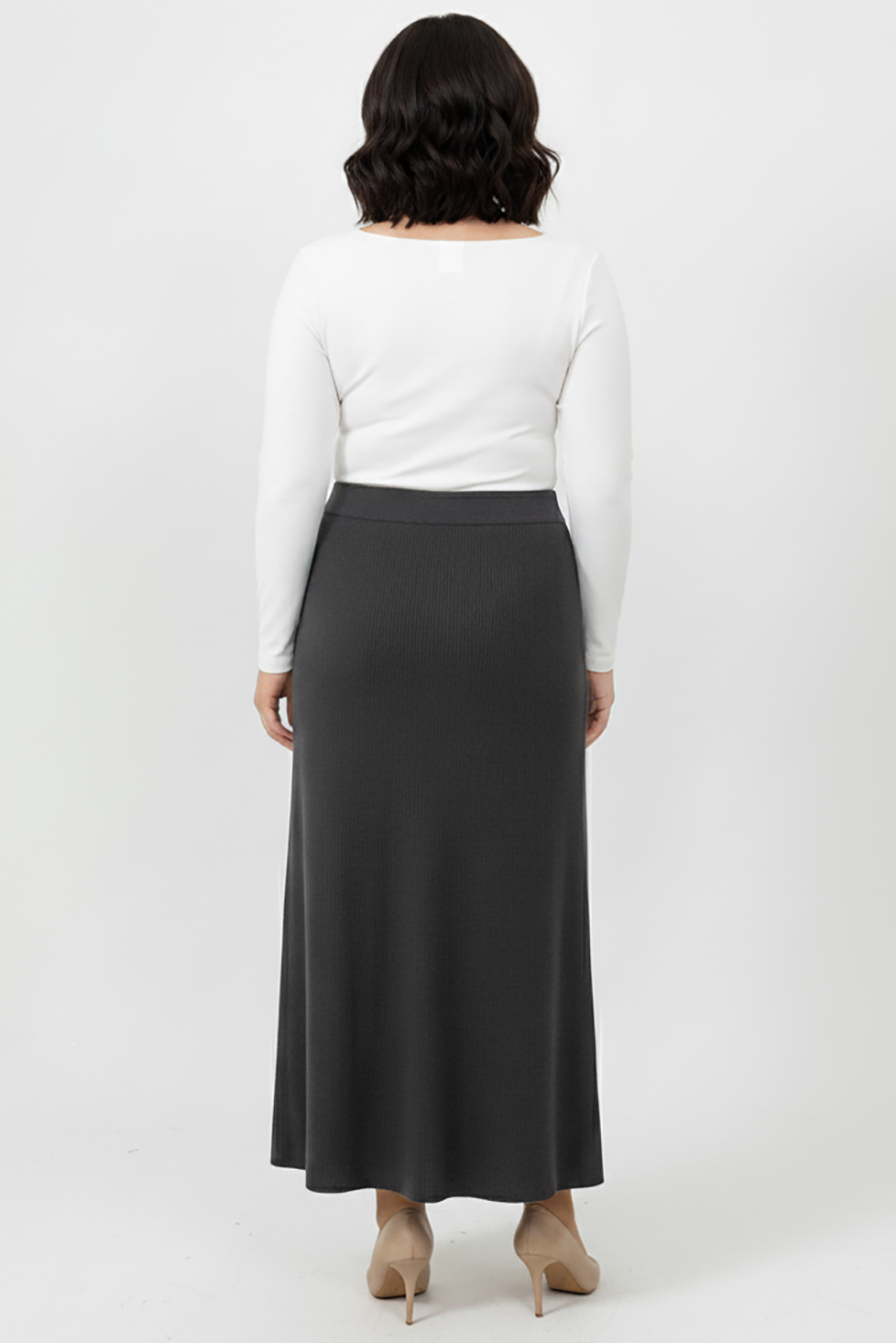 Büyük Beden Uzun Çan Etek Siyah