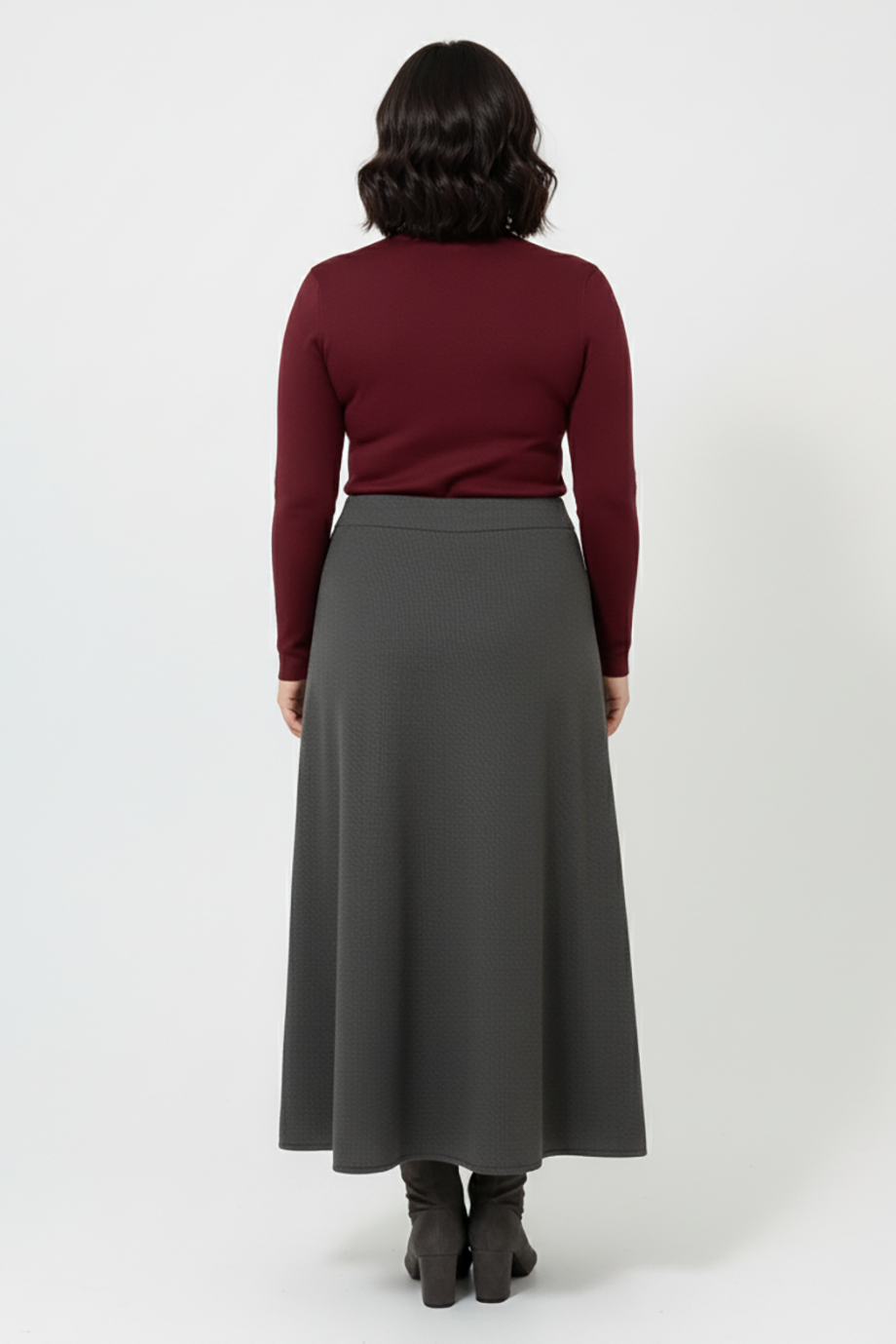 Büyük Beden Uzun Çan Etek Yeşil