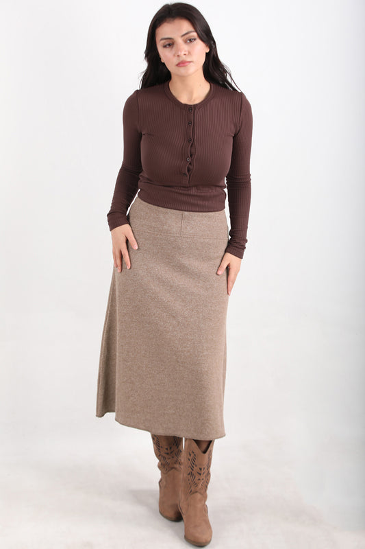 Selamidi Kadın Selanik Midi Boy Etek Bej