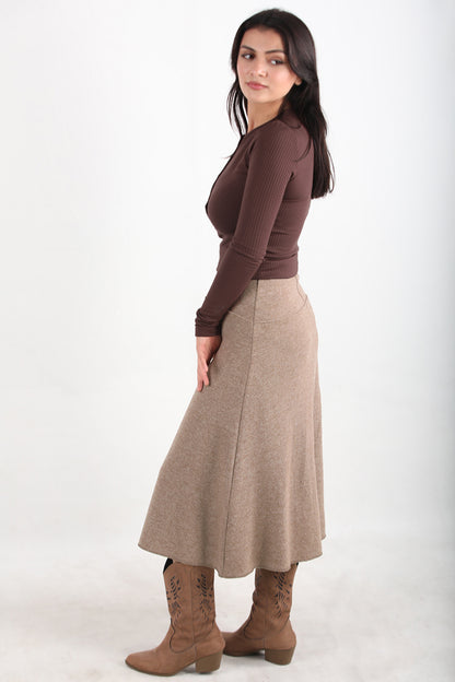 Selamidi Kadın Selanik Midi Boy Etek Bej