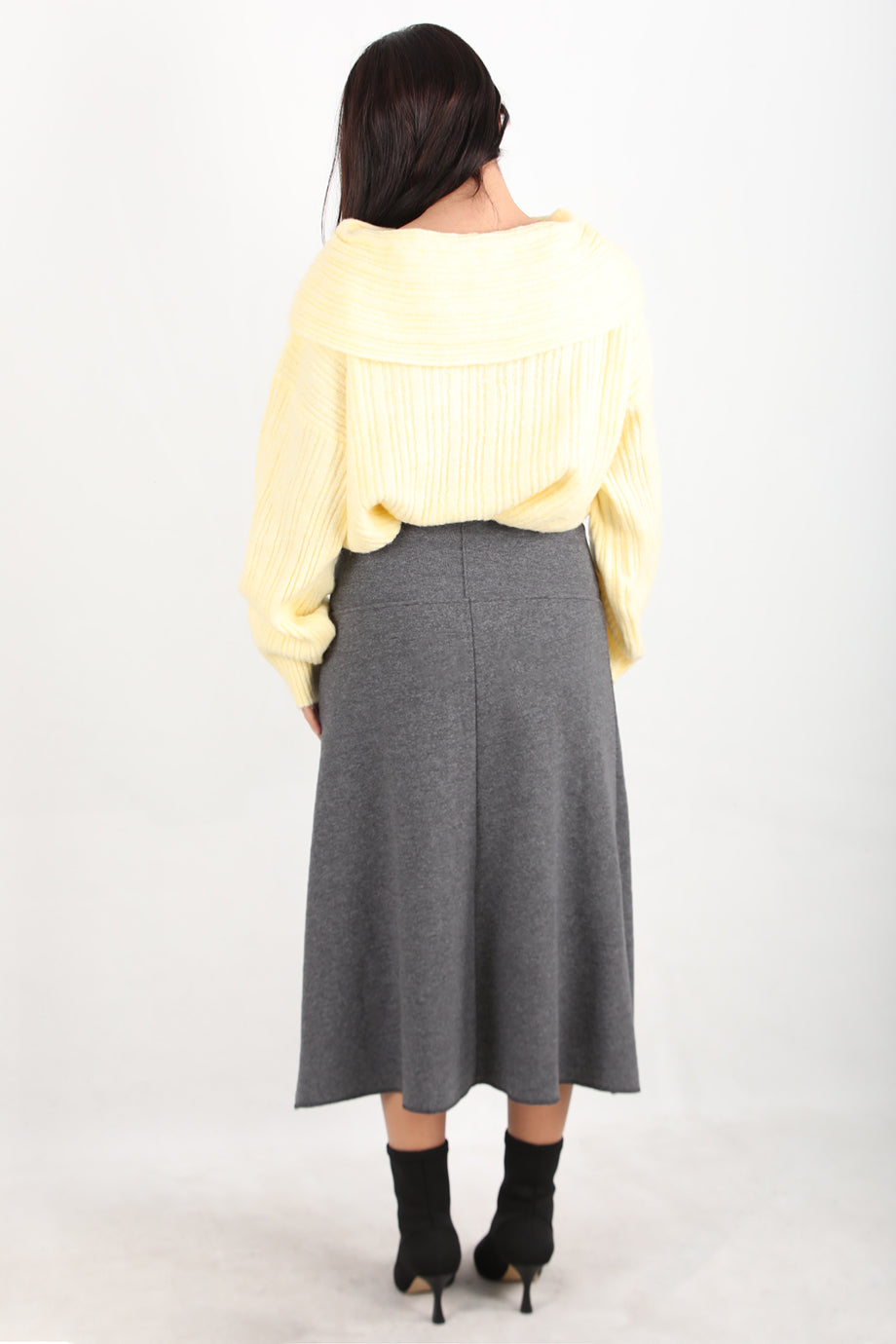 Selamidi Kadın Selanik Midi Boy Etek Gri