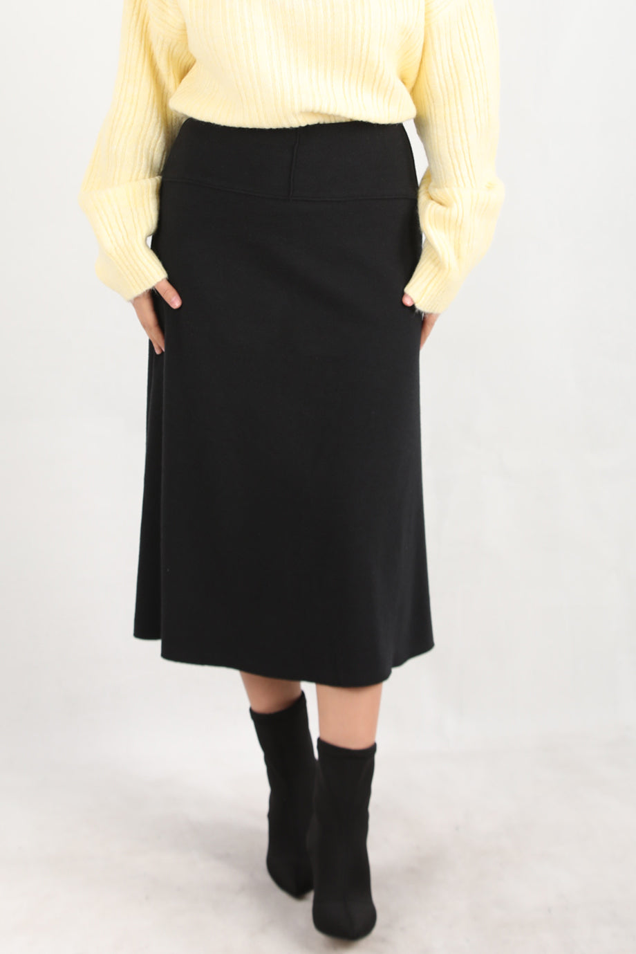 Selamidi Kadın Selanik Midi Boy Etek Siyah