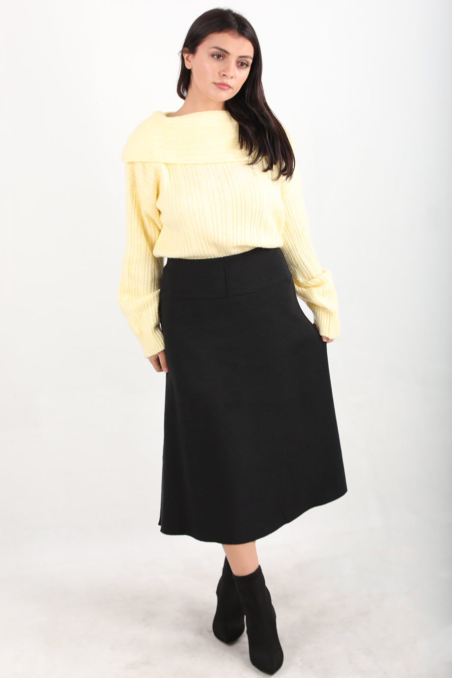 Selamidi Kadın Selanik Midi Boy Etek Siyah