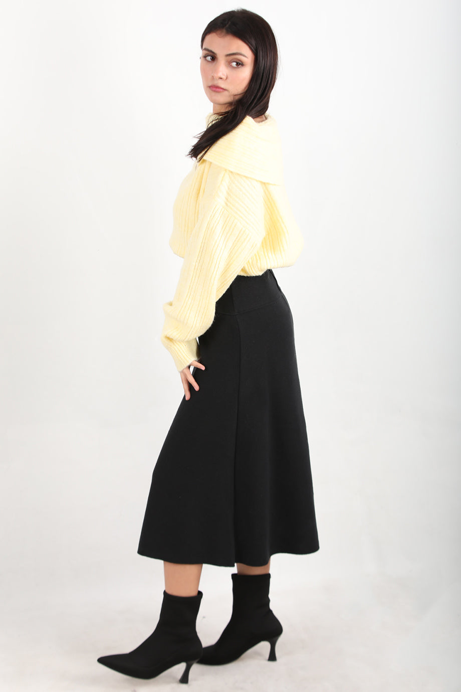 Selamidi Kadın Selanik Midi Boy Etek Siyah