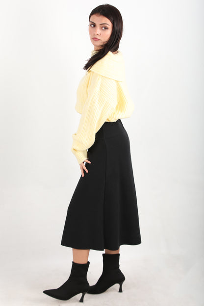 Selamidi Kadın Selanik Midi Boy Etek Siyah