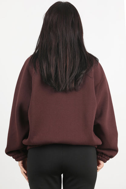 Flexjacket Kadın Ön Fermuarlı Dik Yaka Bel Lastikli Ceket Kahverengi