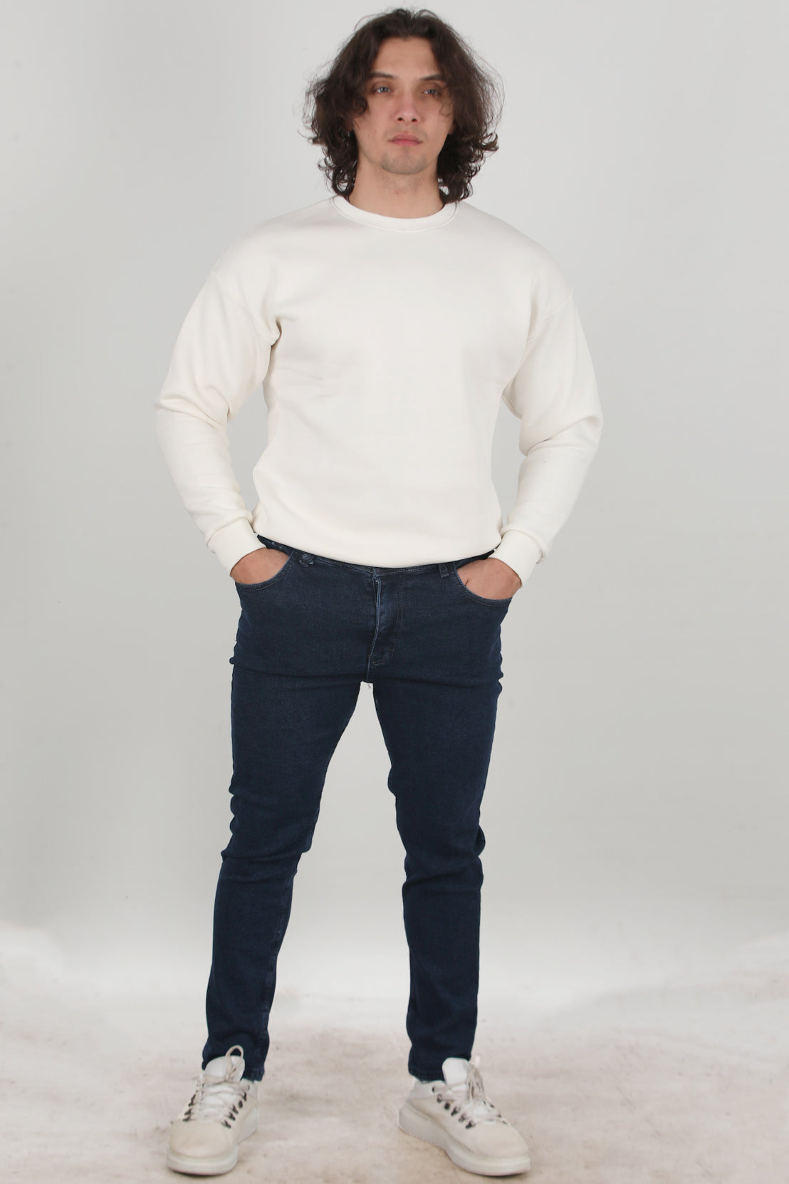 Stretchdenim Erkek Likrali Düz Paça Kot Pantolon Mavi