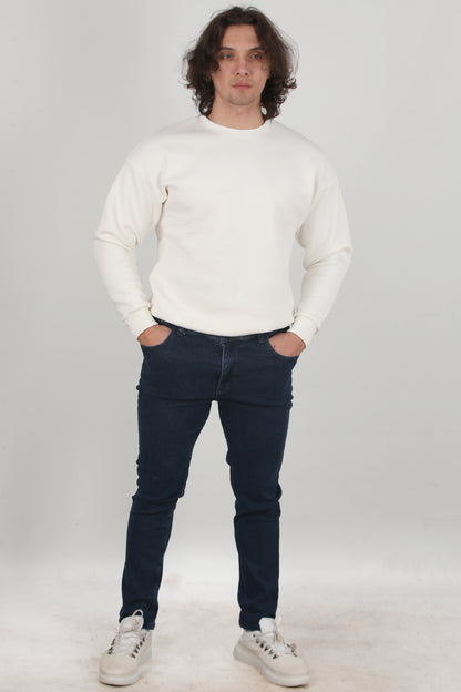 Stretchdenim Erkek Likrali Düz Paça Kot Pantolon Mavi