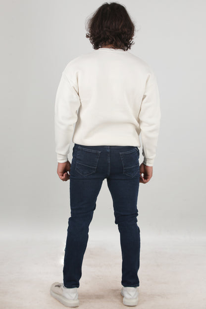 Stretchdenim Erkek Likrali Düz Paça Kot Pantolon Mavi