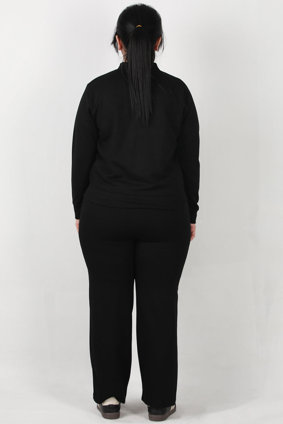 Sculpt Büyük Beden Fermuarlı Ön Dikiş Detay İkili Takım Siyah