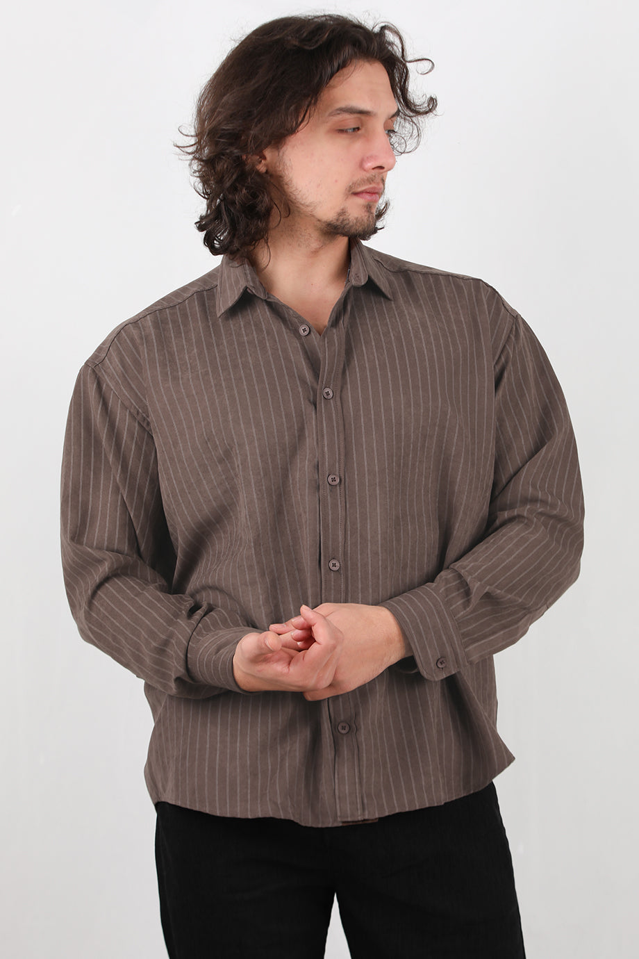 Longsleeve Erkek Uzun Kol Gömlek  Kahverengi