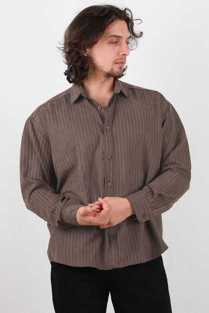 Longsleeve Erkek Uzun Kol Gömlek  Kahverengi