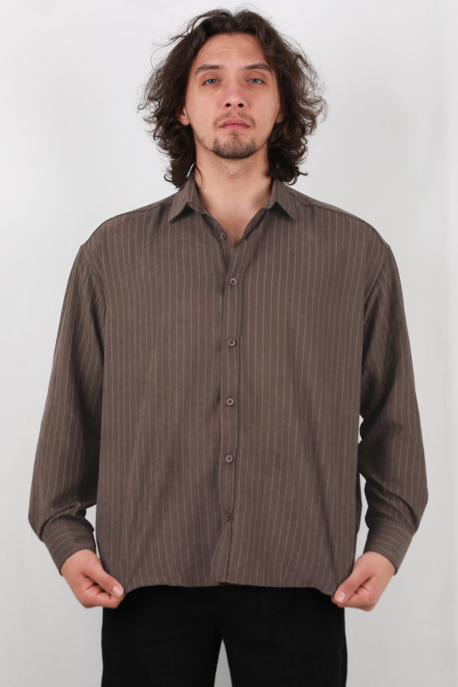 Longsleeve Erkek Uzun Kol Gömlek  Kahverengi