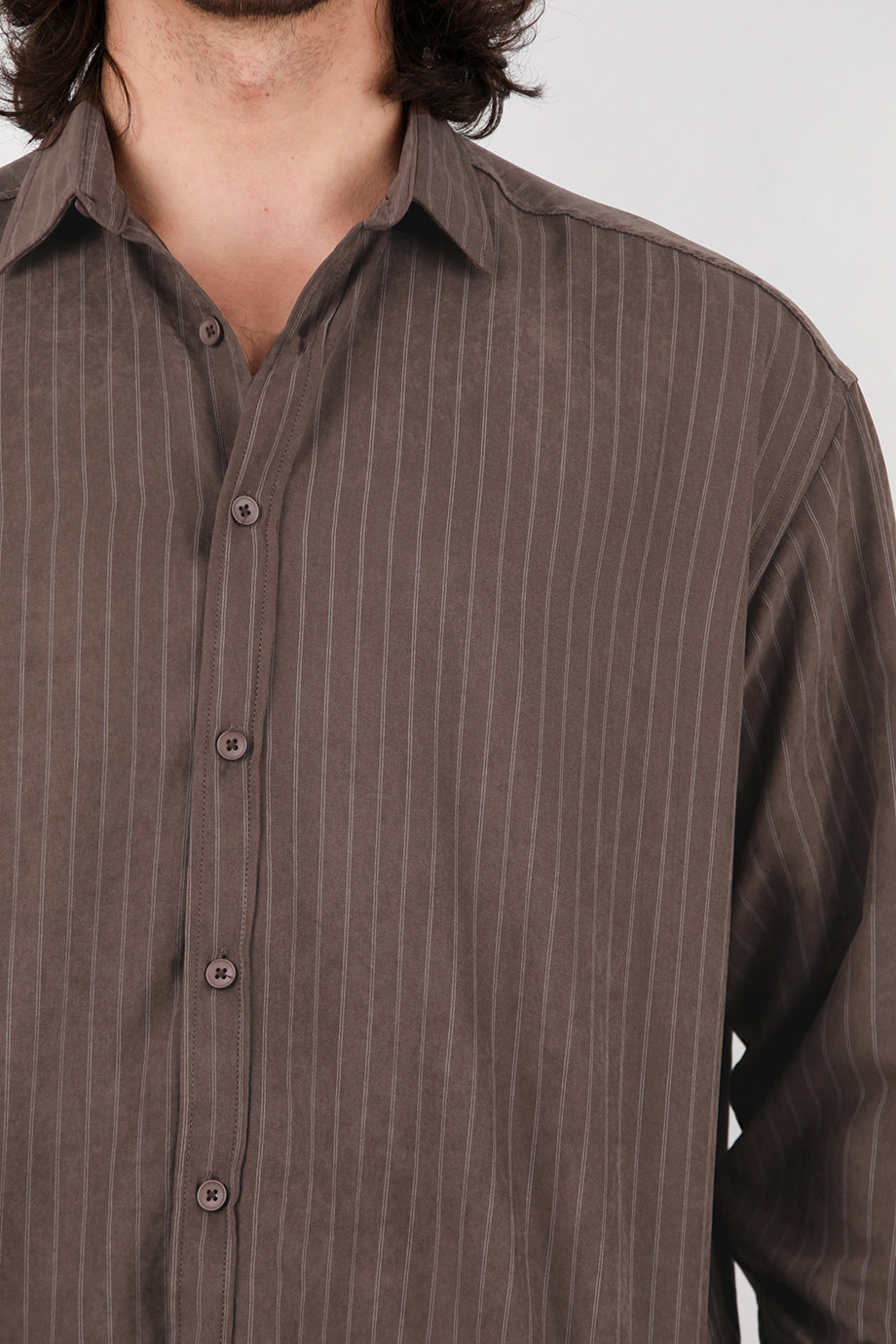 Longsleeve Erkek Uzun Kol Gömlek  Kahverengi