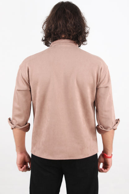 Rivet Erkek Çıtçıt Düğmeli Süet Gömlek Bej