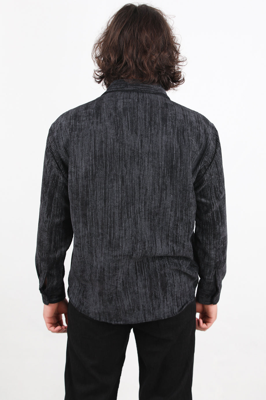 Velour Erkek Kadife Gömlek Siyah