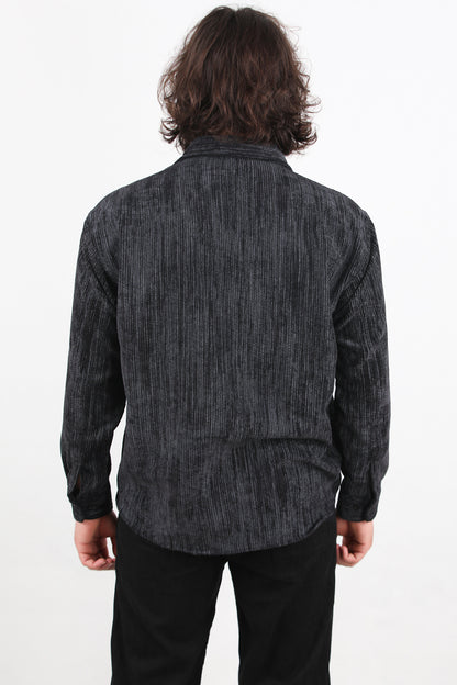 Velour Erkek Kadife Gömlek Siyah