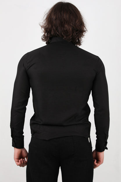 Airoshirt Erkek Ayrobin Uzun Kol Gömlek Siyah