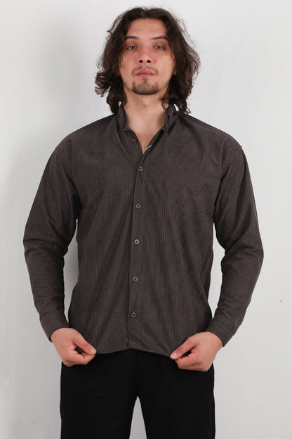 Noir Erkek Kadife Gömlek Kahverengi