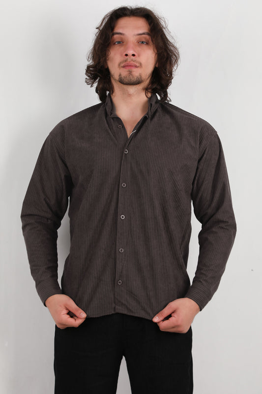 Noir Erkek Kadife Gömlek Kahverengi