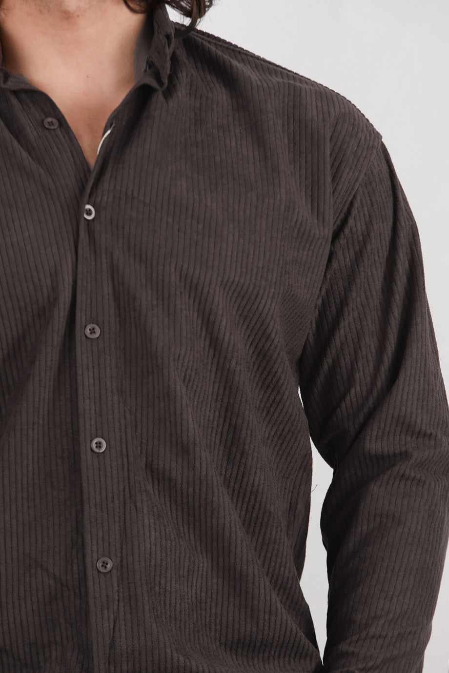 Noir Erkek Kadife Gömlek Kahverengi