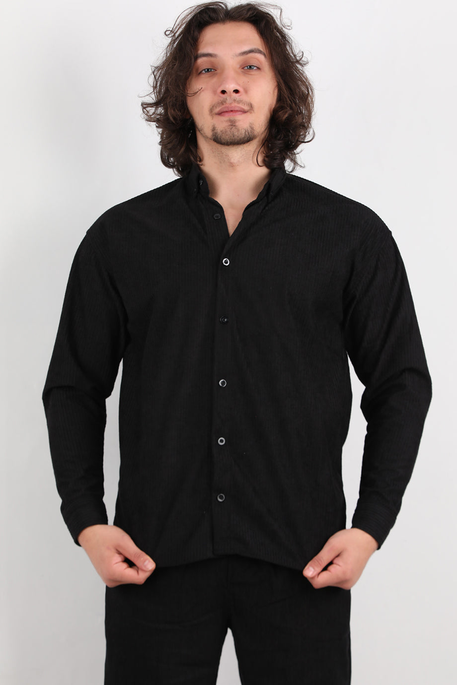 Noir Erkek Kadife Gömlek Siyah