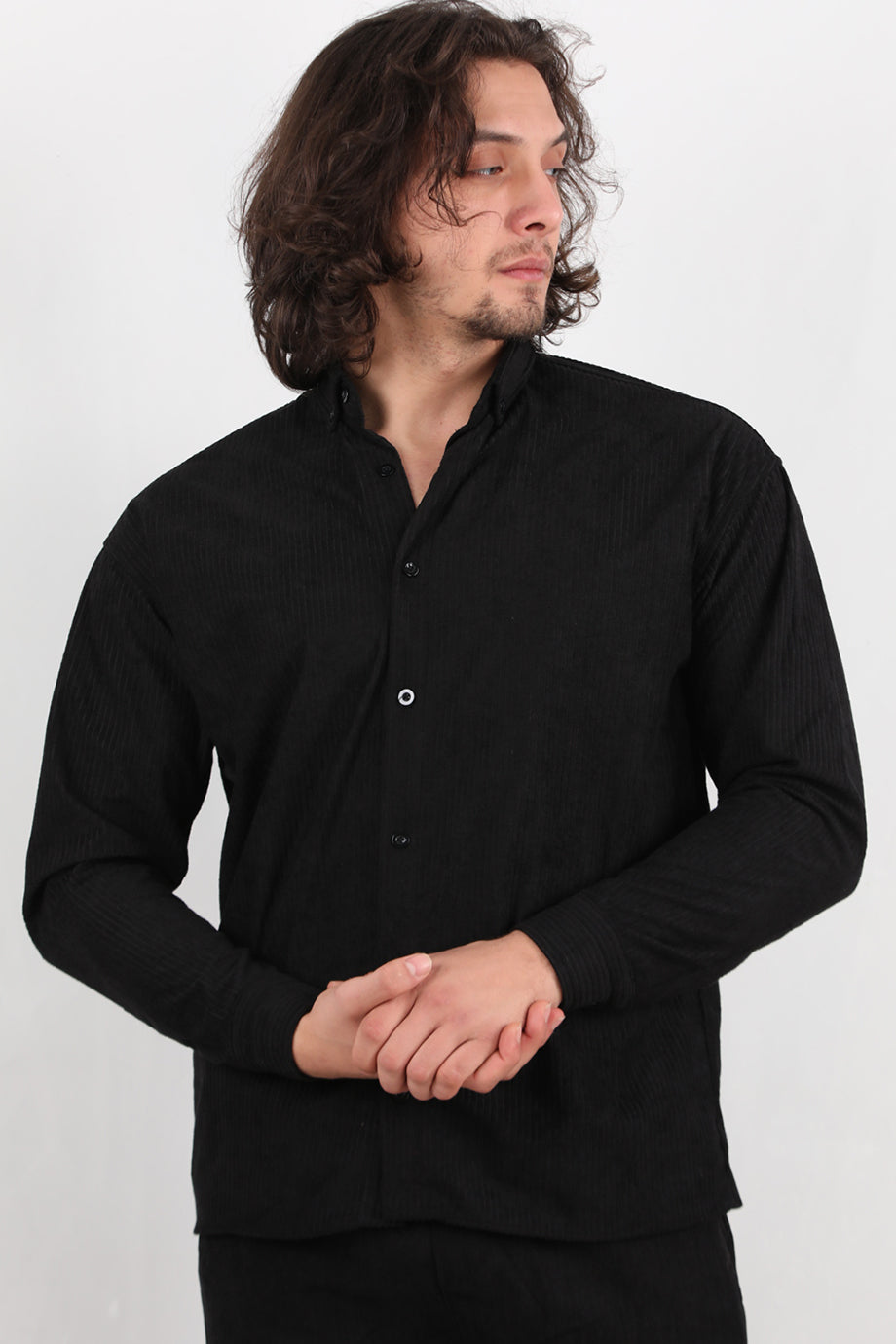 Noir Erkek Kadife Gömlek Siyah