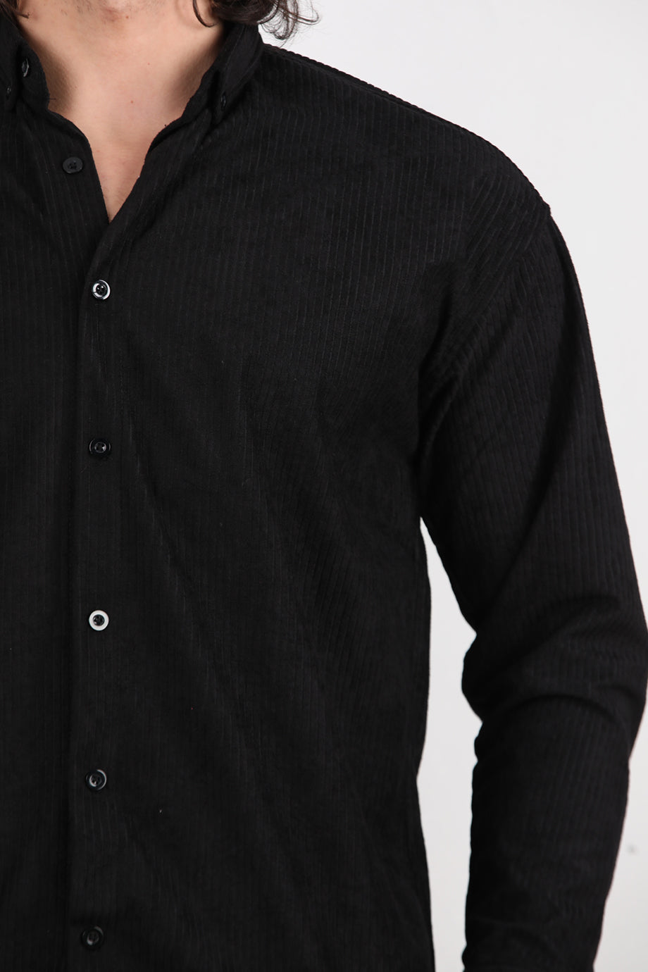 Noir Erkek Kadife Gömlek Siyah
