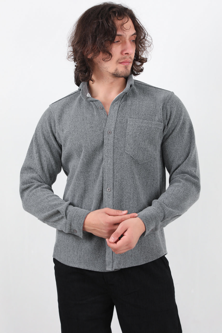 Heathrow Erkek Kaşe Gömlek Gri