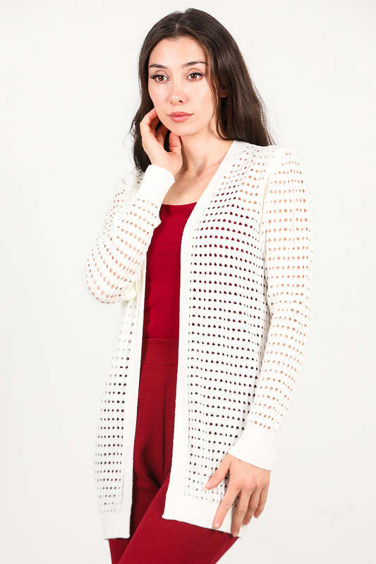 Kadın Delikli Hırka Ekru