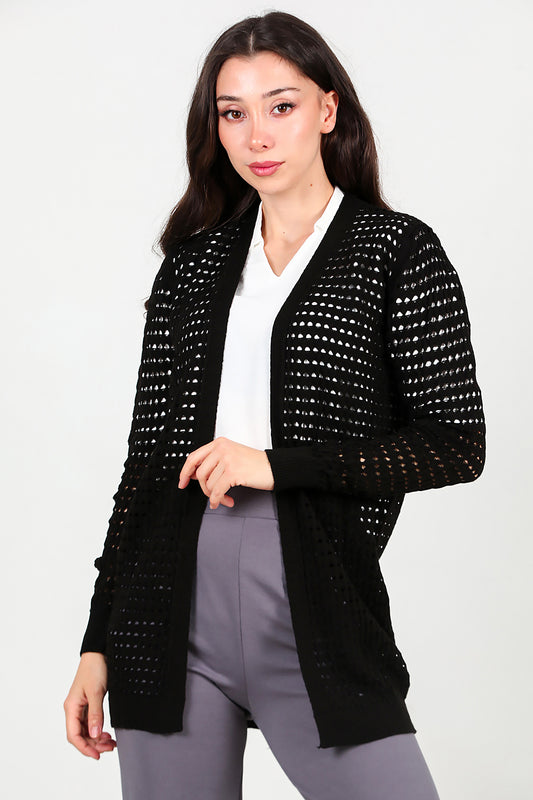 Kadın Delikli Hırka Siyah