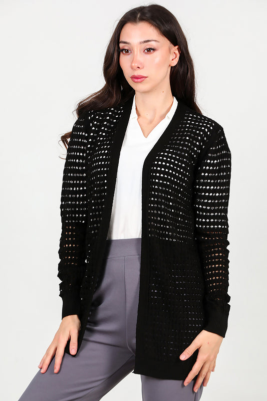 Kadın Delikli Hırka Siyah