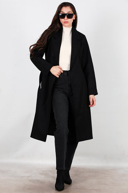 Kadın Kaşe Kaban Siyah