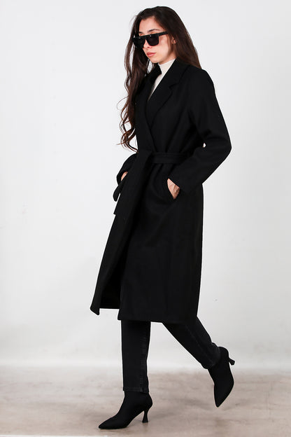 Kadın Kaşe Kaban Siyah