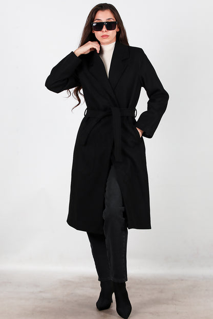 Kadın Kaşe Kaban Siyah