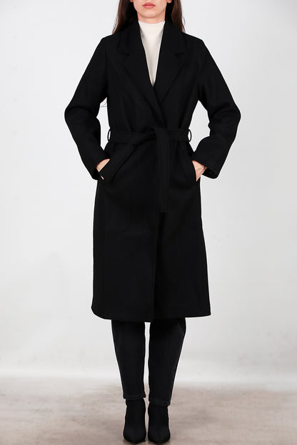 Kadın Kaşe Kaban Siyah