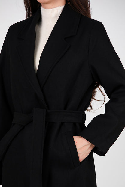 Kadın Kaşe Kaban Siyah