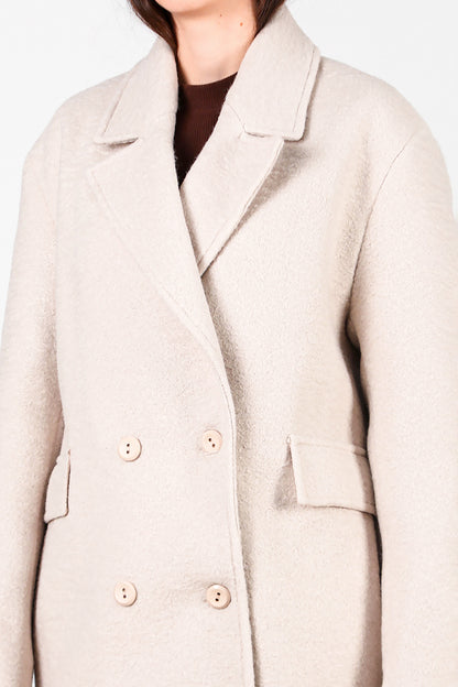 Kadın Önü Düğmeli Uzun Kaşe Kaban Taş