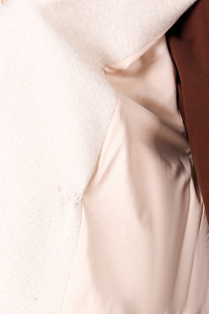 Kadın Önü Düğmeli Uzun Kaşe Kaban Taş