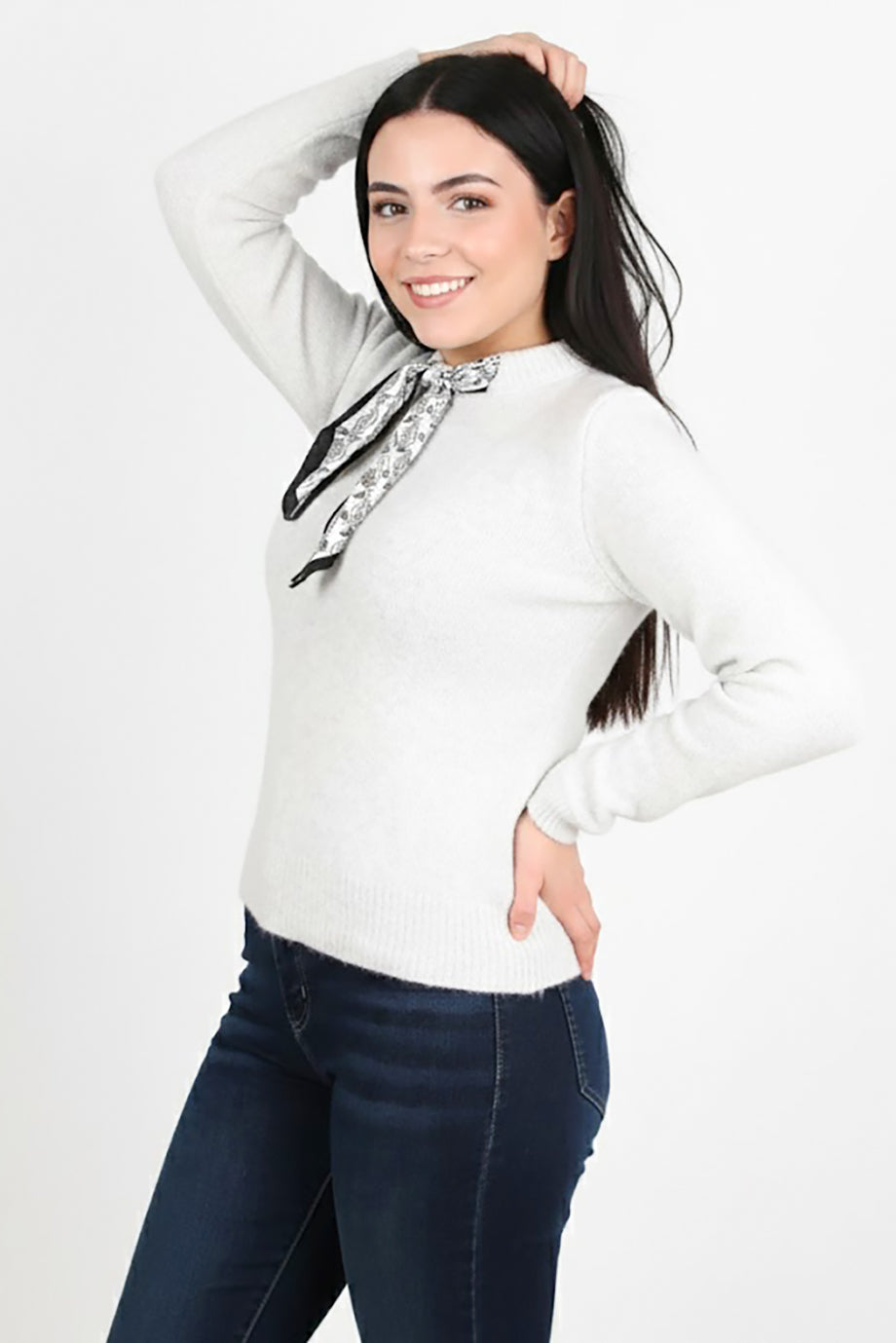 Elegia Kadın Fularlı Kazak Gri