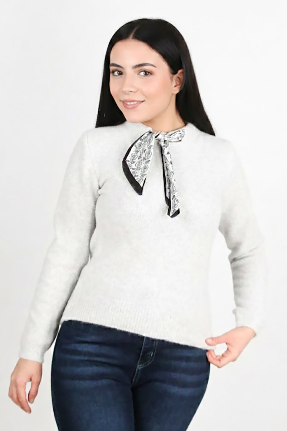 Elegia Kadın Fularlı Kazak Gri