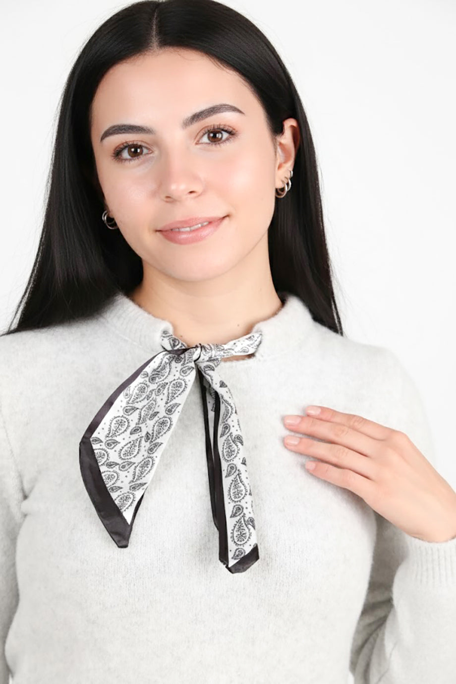 Elegia Kadın Fularlı Kazak Gri