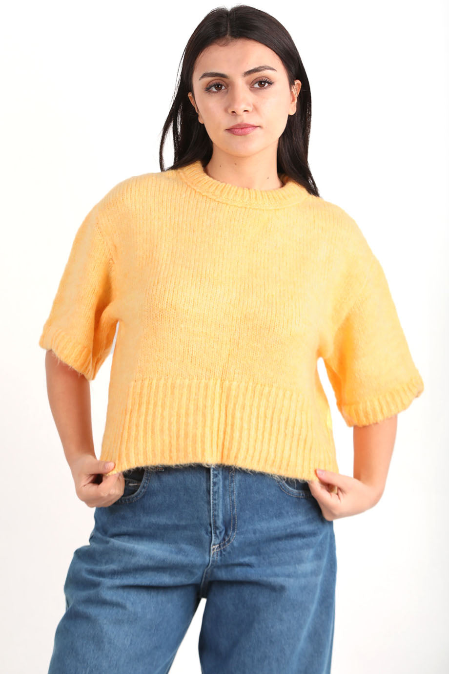 Pureva Kadın Yarım Kol Örme Kazak Turuncu