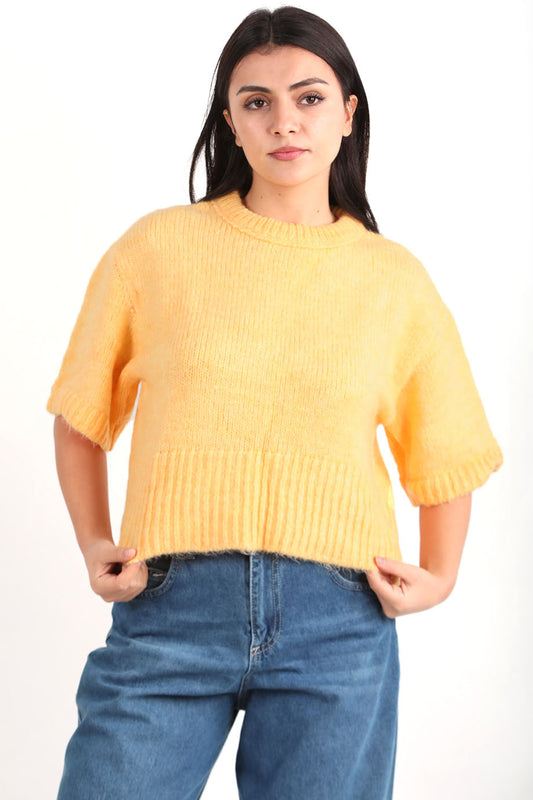 Pureva Kadın Yarım Kol Örme Kazak Turuncu