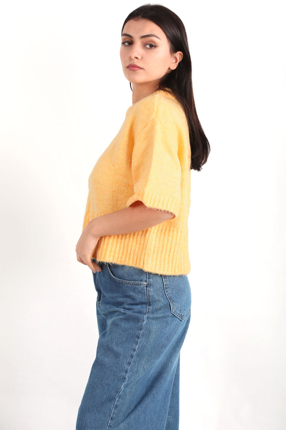 Pureva Kadın Yarım Kol Örme Kazak Turuncu